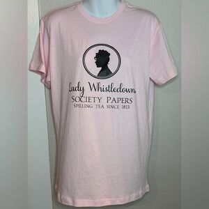 NWOT Bridgerton Lady Whistledown Pink Short Sleeve T-Shirt  Size M